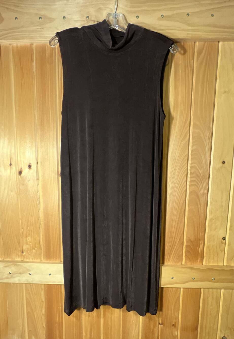 Chico's Travelers Brown Sleeveless Mock Neck Midi Dress Size 2